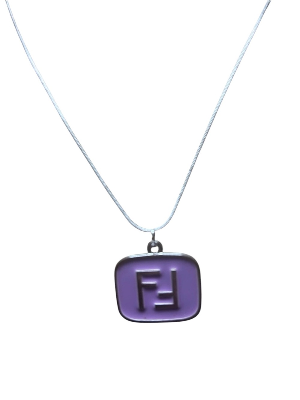 FF Violet Enamel Logo Pendant Necklace